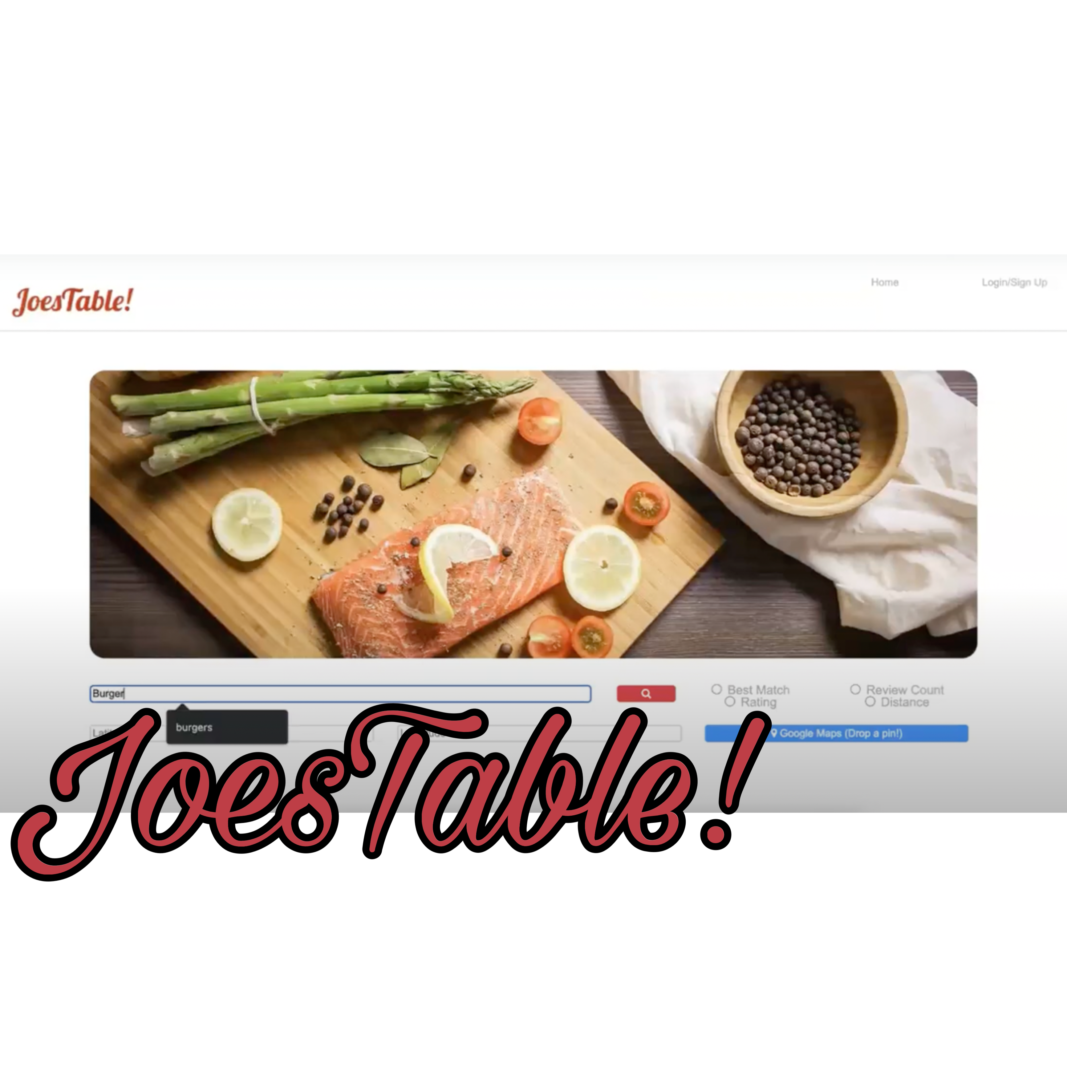 JoesTable! Website Project