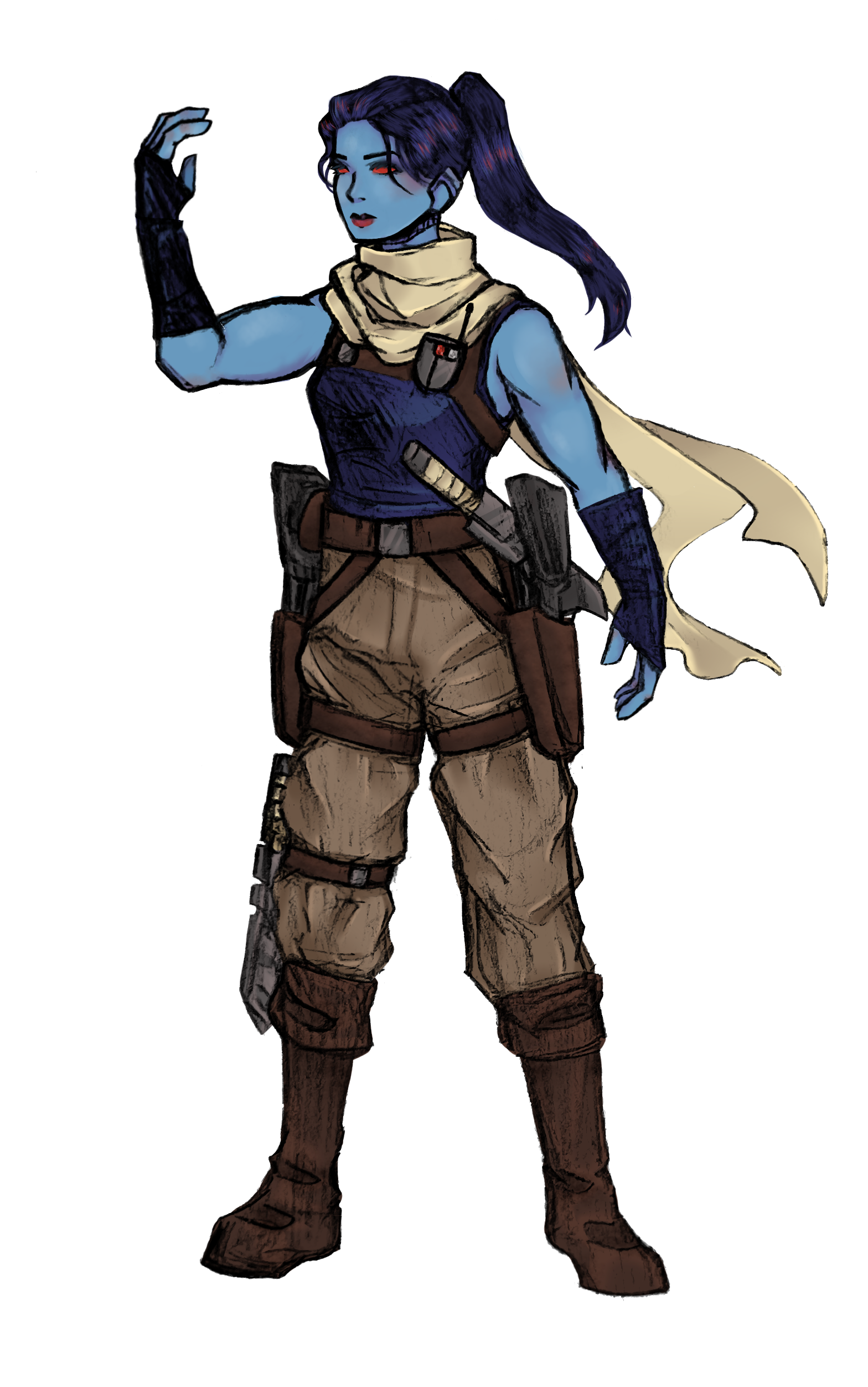 Drawing of Uriela the Chiss Bounty Hunter