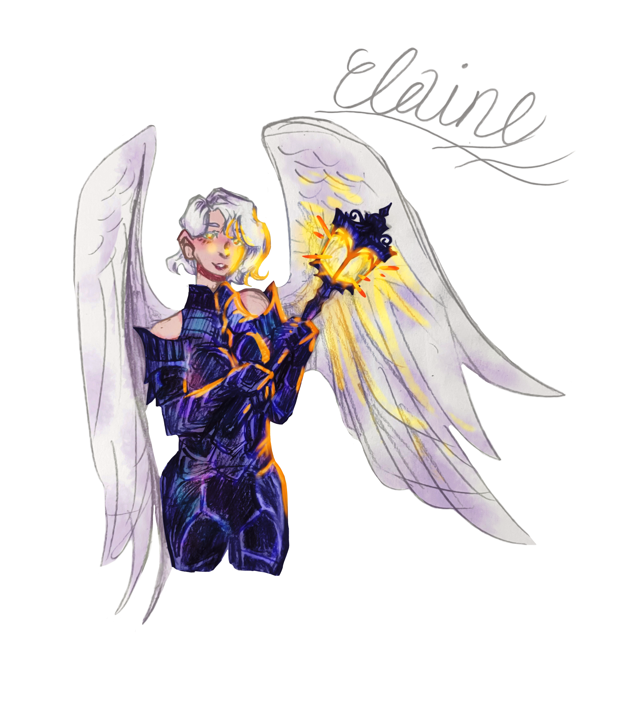 Sketch of Elaine the Aasimar Cleric of Twilight