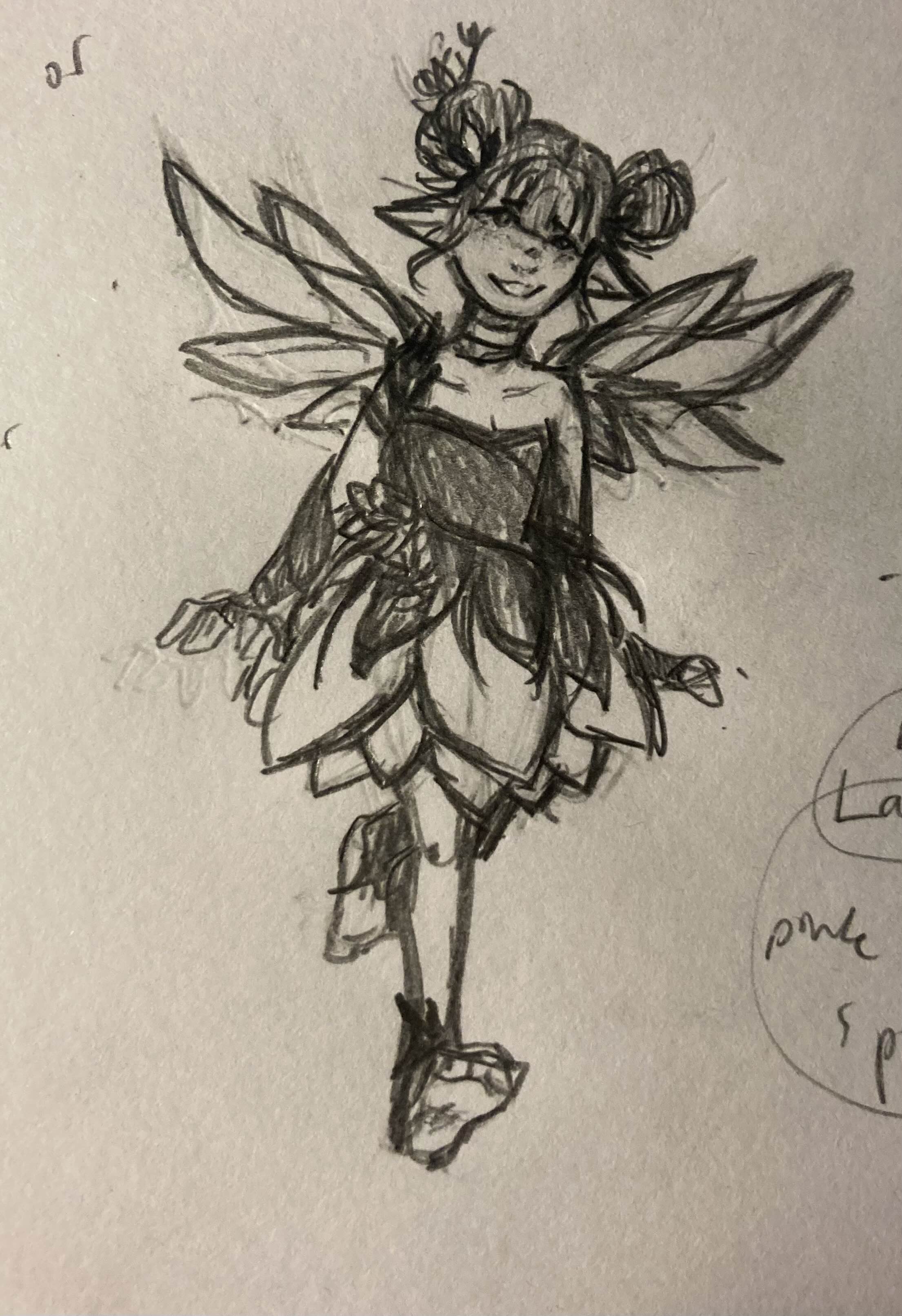 Sketch of Pinky Larksbloom the Trickster Pixie
