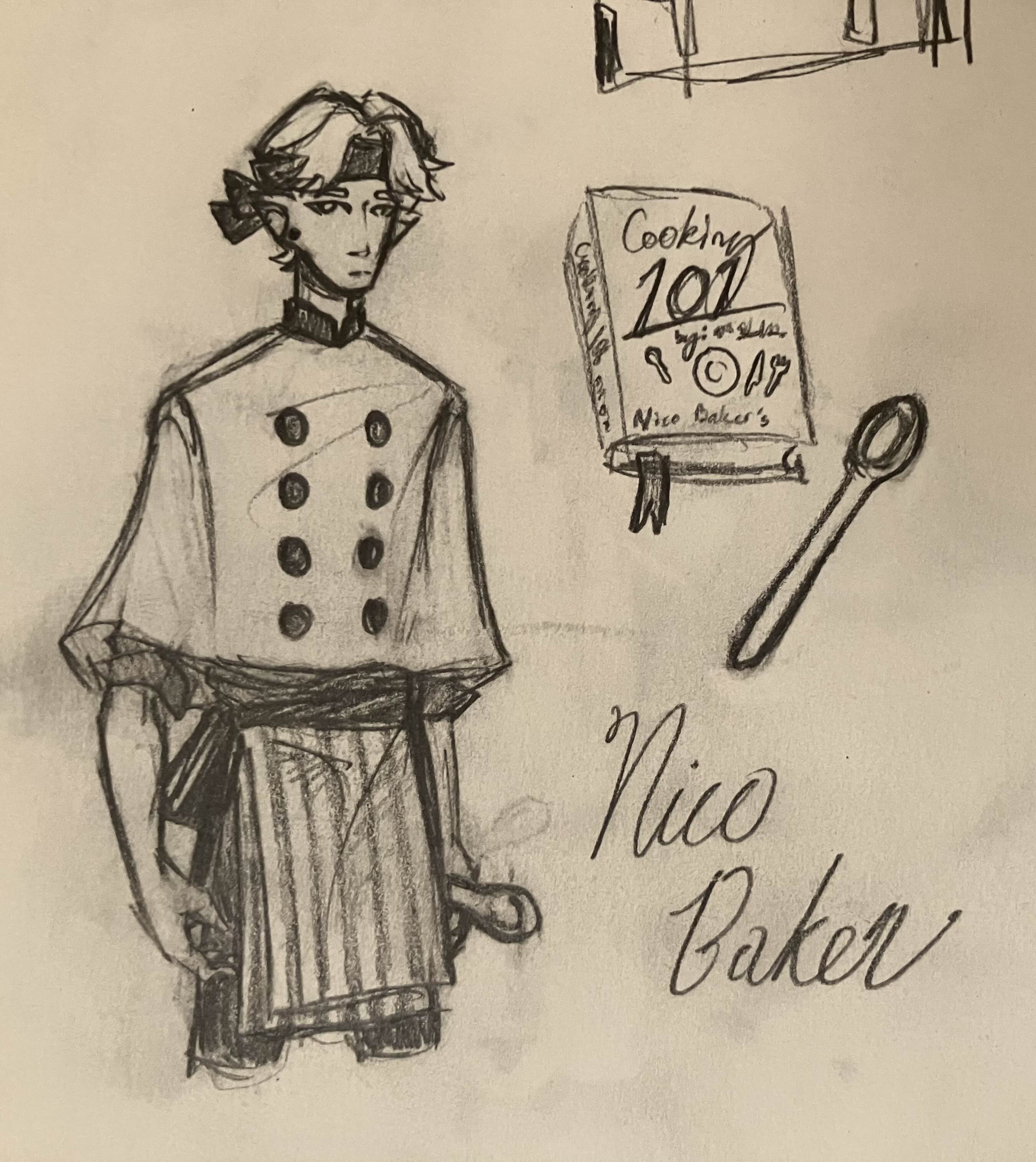 Sketch of Nico Baker the Wizard Chef