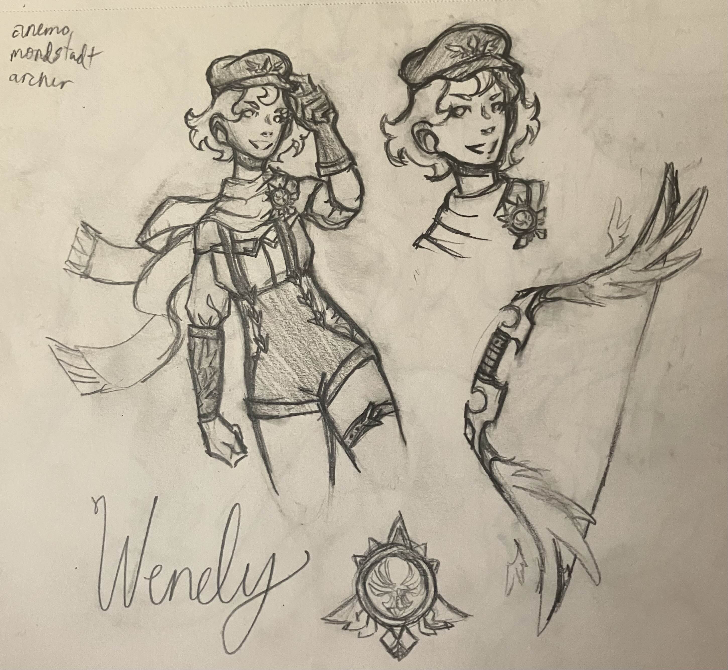 Sketch of Wendy the Mondstadt Mail Carrier